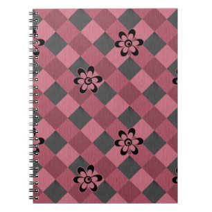 Cuaderno Patrón geométrico geométrico gris con flores