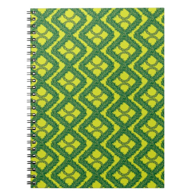 Cuaderno Patrón geométrico Green Garland Squares de vacacio (Frente)