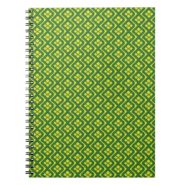 Cuaderno Patrón geométrico Green Garland Squares de vacacio (Frente)