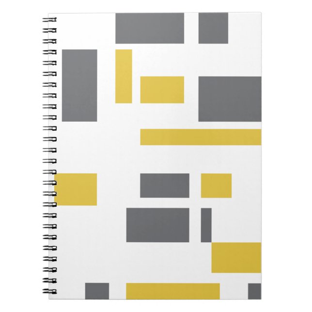 Cuaderno Patrón geométrico gris amarillo moderno, simple y  (Frente)