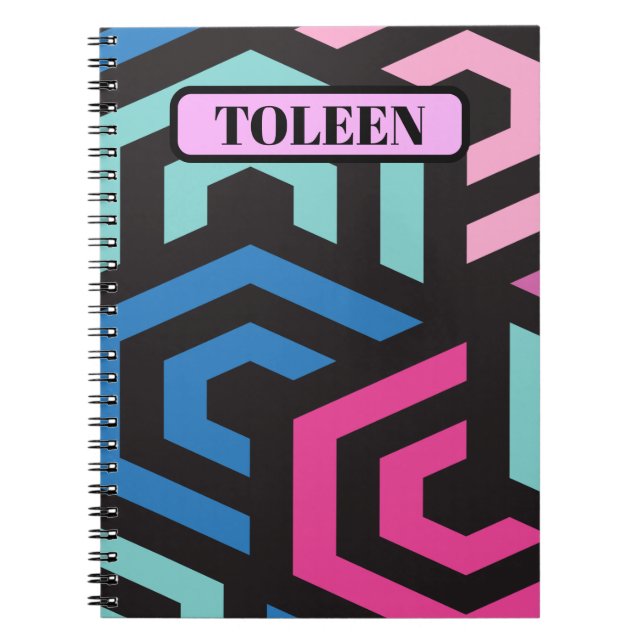 Cuaderno Patrón geométrico hexagonal personalizado (Frente)