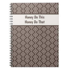 Cuaderno Patrón geométrico marrón elegante personalizable 