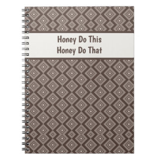 Cuaderno Patrón geométrico marrón elegante personalizable