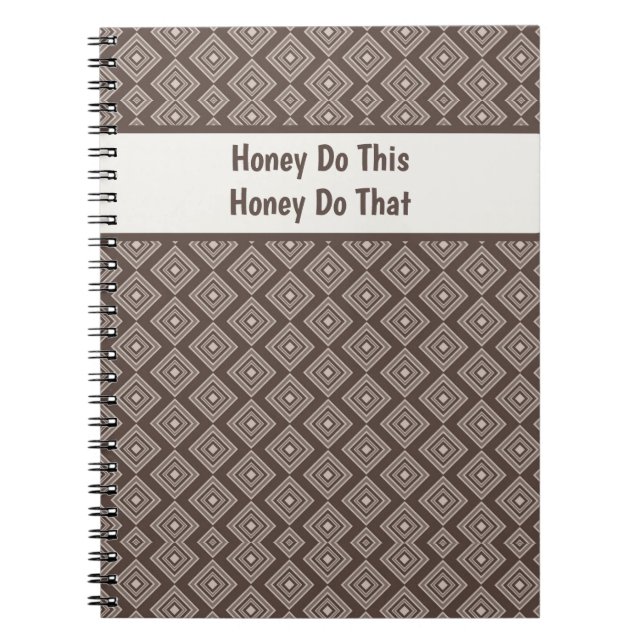 Cuaderno Patrón geométrico marrón elegante personalizable  (Frente)