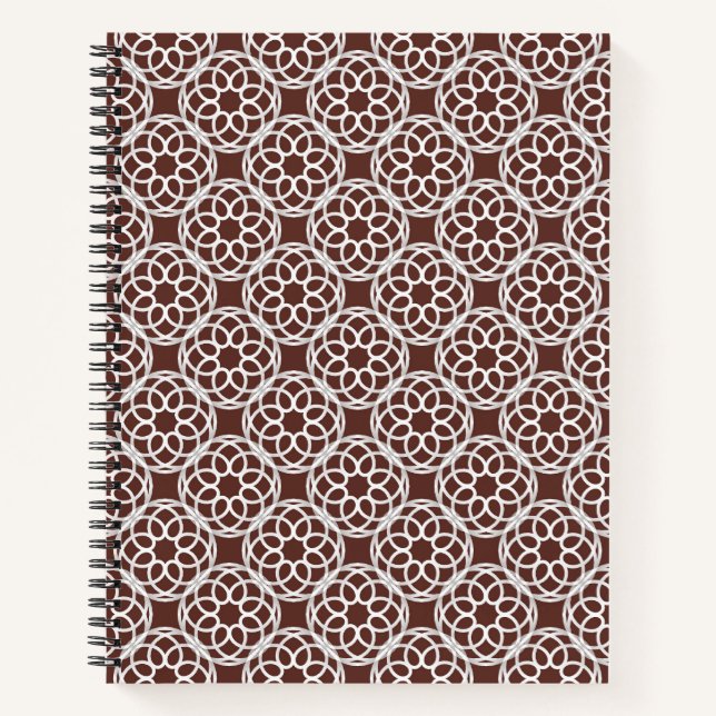 Cuaderno Patrón geométrico marrón y blanco sin costuras (Anverso)