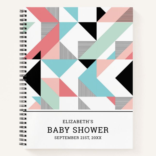 Cuaderno Patrón geométrico moderno | BABY SHOWER (Anverso)