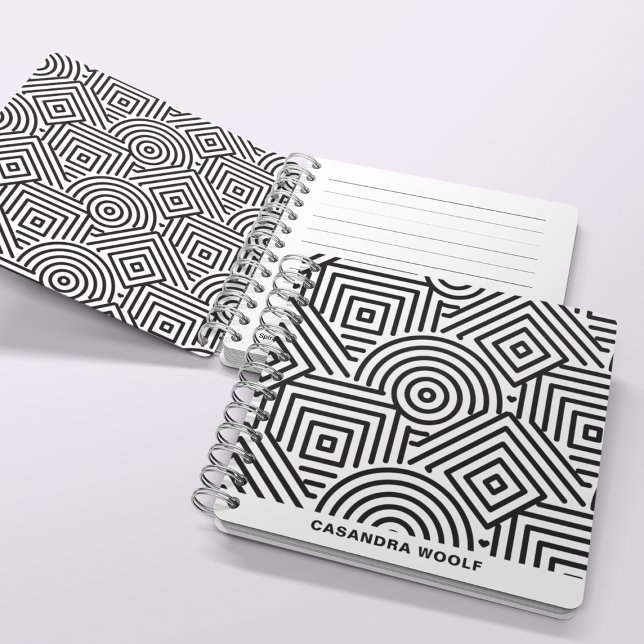 Cuaderno Patrón geométrico moderno blanco y negro (Subido por el creador)