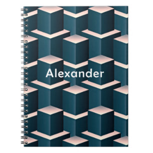 Cuaderno Patrón geométrico moderno de Blue Square Personali