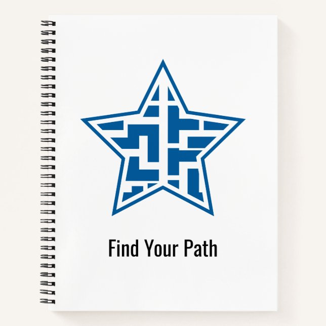 Cuaderno Patrón geométrico moderno de laberinto de estrella (Anverso)