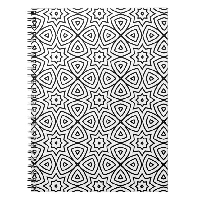 Cuaderno Patrón geométrico moderno en blanco y negro (Frente)