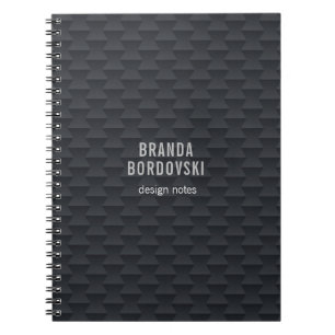 Cuaderno Patrón geométrico monocromático negro y gris