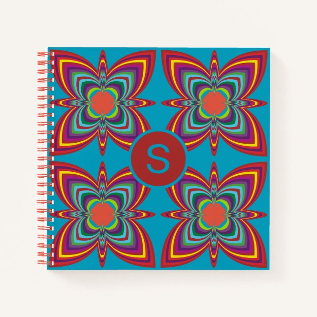 Cuaderno Patrón geométrico monocromático psicodélico colori (Anverso)