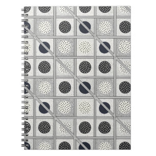 Cuaderno Patrón geométrico monocromo en cuadrícula de negro
