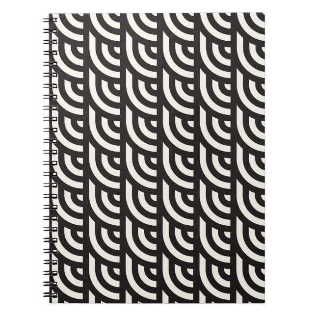 Cuaderno Patrón geométrico monocromo sin inconvenientes. Re (Frente)