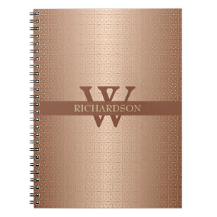 Cuaderno Patrón geométrico monogramado de oro Rosa