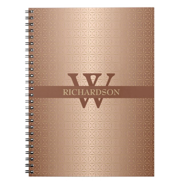 Cuaderno Patrón geométrico monogramado de oro Rosa (Frente)