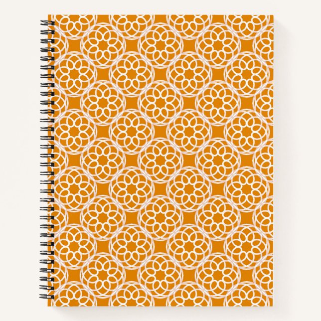 Cuaderno Patrón geométrico naranja blanco sin costuras (Anverso)