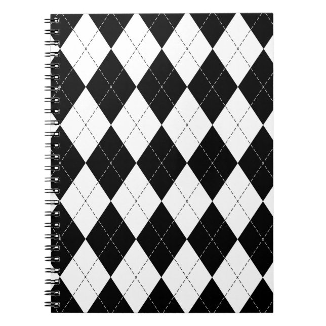 Cuaderno Patrón geométrico negro blanco (Frente)