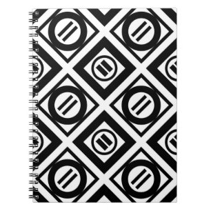 Cuaderno Patrón geométrico negro igual a Rótulo en blanco