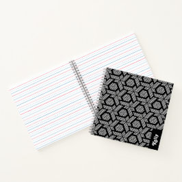 Cuaderno Patrón geométrico punteado en blanco y negro