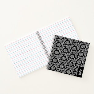 Cuaderno Patrón geométrico punteado en blanco y negro