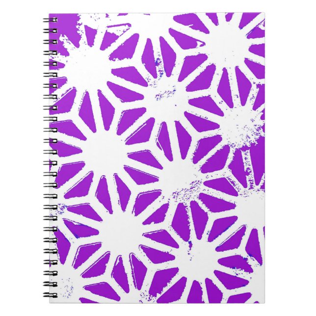 Cuaderno Patrón geométrico púrpura real (Frente)