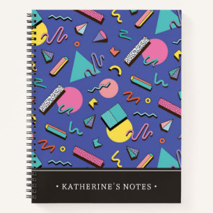 Cuaderno Patrón geométrico retro   Añadir su nombre