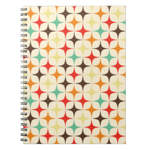 Cuaderno Patrón geométrico retro de estrellas coloridas