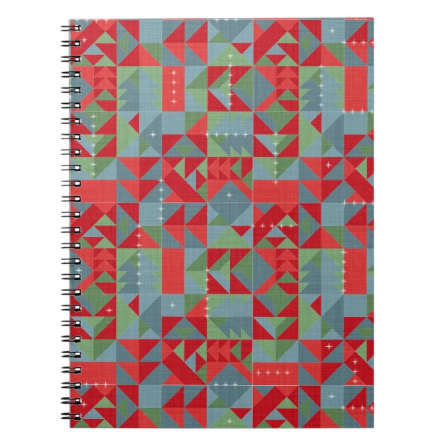 Cuaderno Patrón geométrico rojo, gris, verde. (Frente)