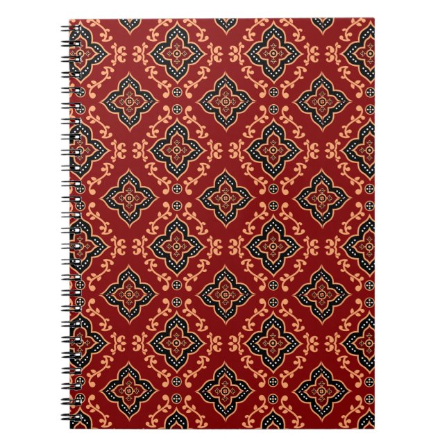 Cuaderno Patrón geométrico rojo / impresión india (Frente)