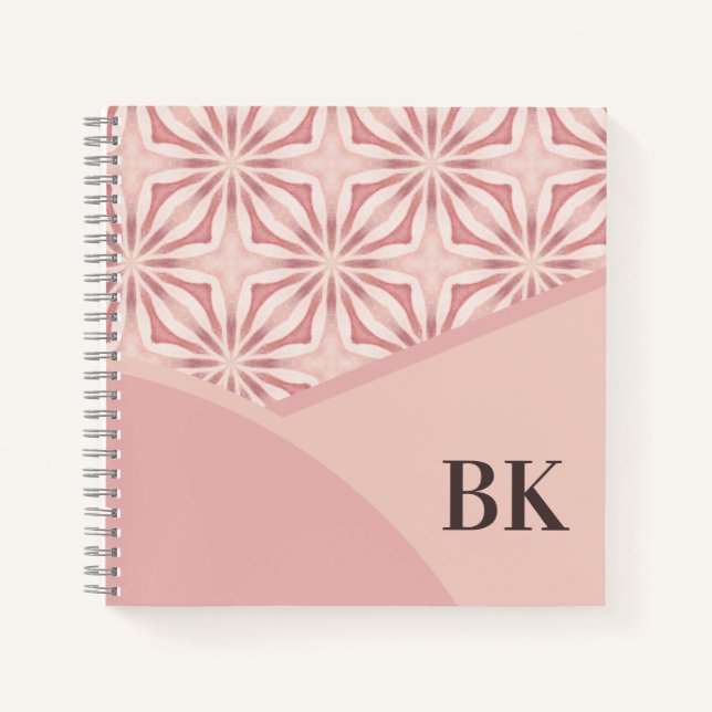 Cuaderno Patrón geométrico rosa de Bonito femenino único (Anverso)