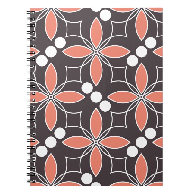 Cuaderno Patrón geométrico sin foco con flores. arte.  (Frente)