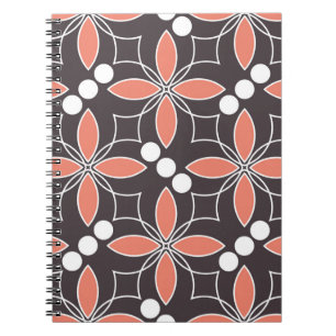 Cuaderno Patrón geométrico sin foco con flores. arte.