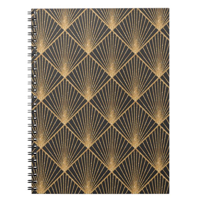 Cuaderno Patrón Geométrico Sin Marea Art Deco. Elegante Wal (Frente)