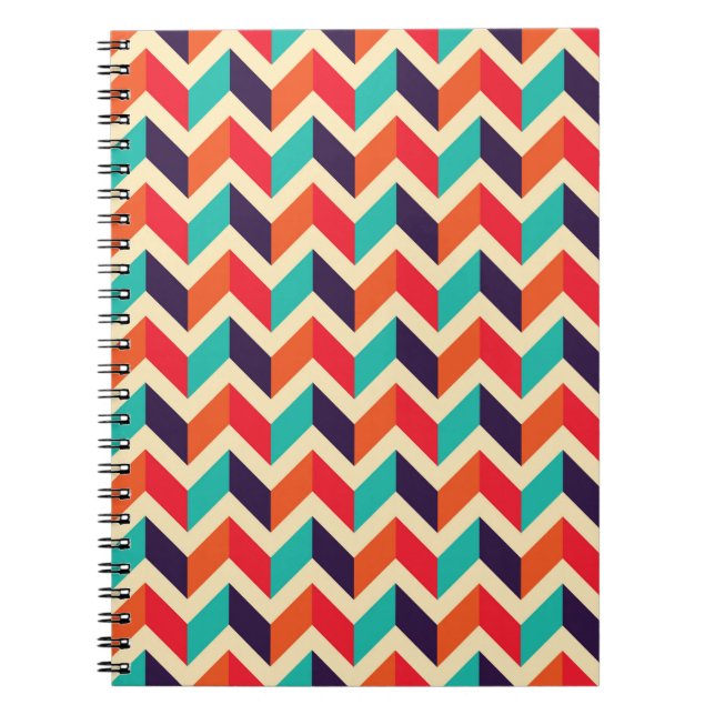 Cuaderno Patrón geométrico sin soldadura con fondo de zigza (Frente)