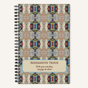 Cuaderno Patrón geométrico sin soldadura de crema roja azul