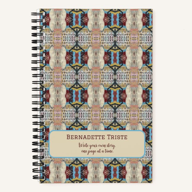 Cuaderno Patrón geométrico sin soldadura de crema roja azul (Anverso)