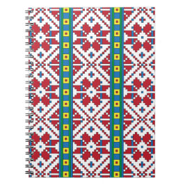 Cuaderno Patrón geométrico tribal de estrellas rojas, azule