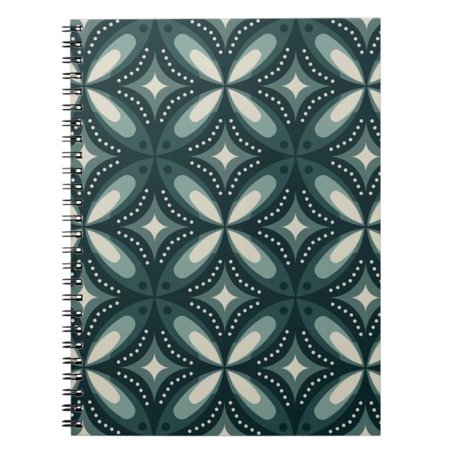 Cuaderno Patrón geométrico verde retro (Frente)