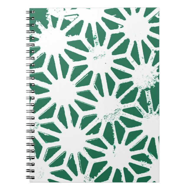Cuaderno Patrón geométrico verde y blanco de salvia (Frente)