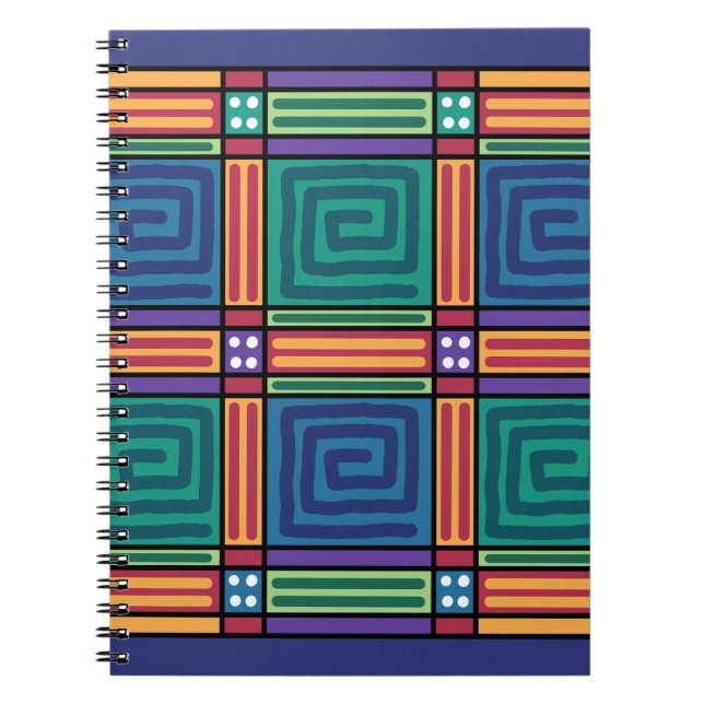Cuaderno Patrón geométrico vibrante (Frente)