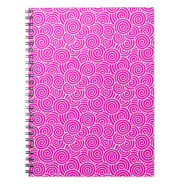 Cuaderno Patrón giratorio japonés - fucsia rosa y blanco (Frente)