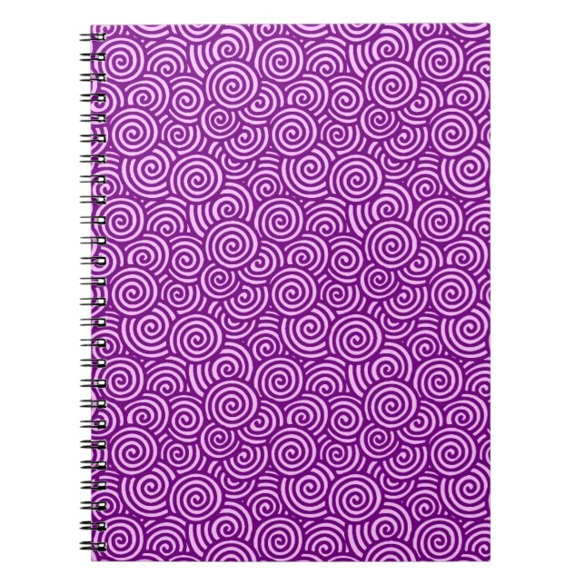 Cuaderno Patrón giratorio japonés - rosa orquídea y morado (Frente)