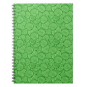 Cuaderno Patrón giratorio japonés - verde pino y cal