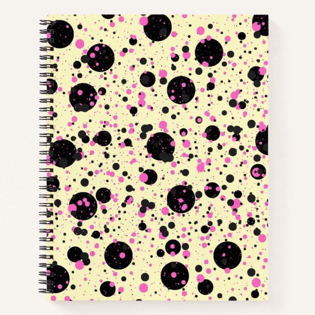 Cuaderno Patrón Glam de Lunares Rosa y Negro (Anverso)