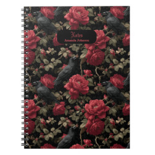 Cuaderno Patrón gótico con rosas y cuerdas rojas