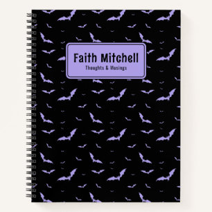 Cuaderno Patrón gótico púrpura y mural negro personalizado