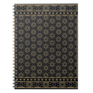 Cuaderno Patrón gráfico abstracto de negro y oro. Geométric