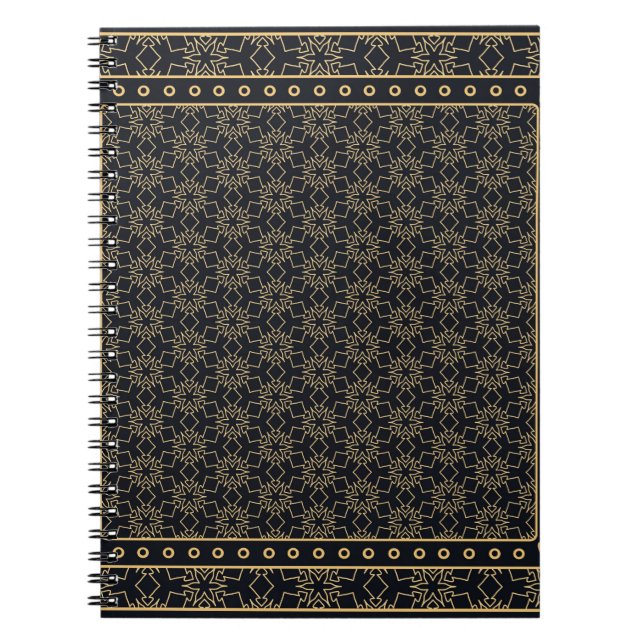 Cuaderno Patrón gráfico abstracto de negro y oro. Geométric (Frente)
