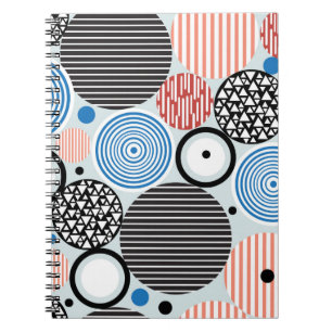 Cuaderno patrón gráfico de círculos multicolores de diferen
